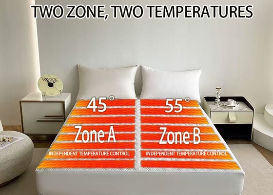 Op maat gemaakte elektrische verwarming matras bedekking Dual Zones Control Grafeen technologie en antibacteriële stof