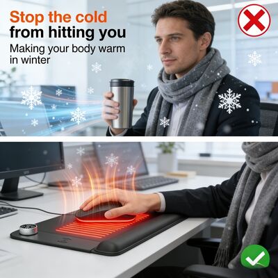 Pas de oververhittingsbeveiliging aan Verwarmde muismat met draadloos opladen en polssteun Intelligente verwarmingsmuismat