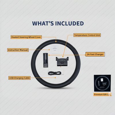 Groothandel Grafeen verwarmd stuurwiel dekking snel verwarmend leer met oververhitting bescherming, niet-glijvattende greep set