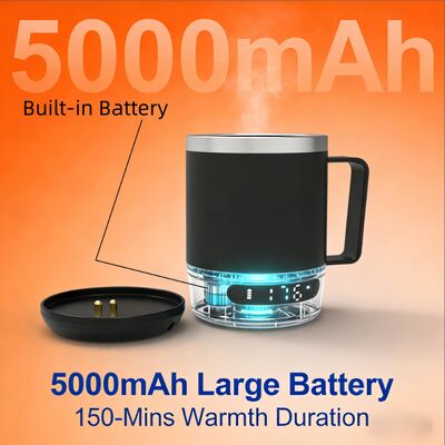 Groothandel Draagbare zelfverwarming mok 5000 MAh Batterij 18 oz Koffiewarmer Oplaadbare zelfverwarming reis mok voor kantoor