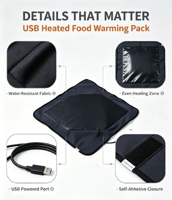 USB powered food heating bag with flexible wrapping design and food grade materials providing steady gentle heating for packed meals USB powered food heating bag with flexible wrapping design and food grade materials providing steady gentle heating for packed meals USB powered food heating bag with flexible wrapping design and food grade materials providing steady gentle heating for packed meals