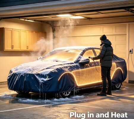 Auto-verwarmingskap met eenvoudige installatie en verwijdering, ontworpen voor herhaaldelijk gebruik en bescherming tegen sneeuw, vorst en lichte regen