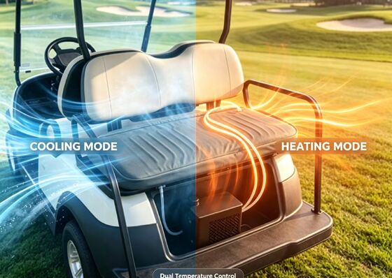 Golf heating pad with semiconductor heating and cooling elements providing fast temperature adjustment for golf cart seats