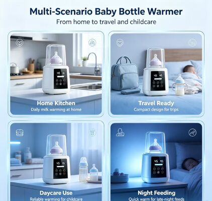 200W Elektrische Babyfleswarmer 30-65℃ Temperatuurregeling Droogbrandbeveiliging Automatische Uitschakeling Melkwarmers voor Borstvoedingszakjes Glazen PP Siliconen Babyflessen