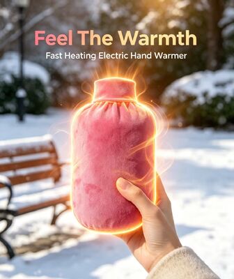 Bucket-vormige oplaadbare handwarmer, kristal Ultra Soft stof, instelbare temperatuur, DC opladen Draagbare elektrische verwarmde handtas, Custom kleur OEM ODM