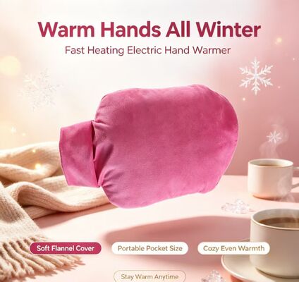 Bucket-vormige oplaadbare handwarmer, kristal Ultra Soft stof, instelbare temperatuur, DC opladen Draagbare elektrische verwarmde handtas, Custom kleur OEM ODM