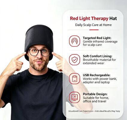 660nm rood licht therapie cap met grafeen ver-infrarood verwarming, 3 therapie modi & 1H automatisch uitschakelen, draagbare infrarood licht cap voor de behandeling van de hoofdhuid