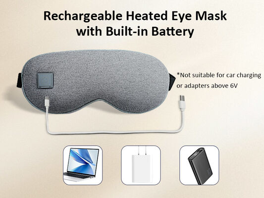 Unisex verwarmd oogmasker, USB oplaadbaar zacht gebreide stof thermisch oogmasker, instelbare temperatuur Warm Compress oogmasker om oogvermoeidheid te verlichten voor mannen Vrouwen Thuis kantoor Reizen