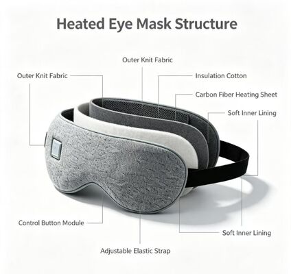 Elektrisch Verwarmd Oogmasker Ingebouwde Koolstofvezel Verwarmingsplaat, Zachte Binnenvoering Isolatie Katoen Warm Oogmasker, 1000mAh Draagbaar Verstelbare Temp Verwarmend Oogmasker om Vermoeide Ogen te Verzachten