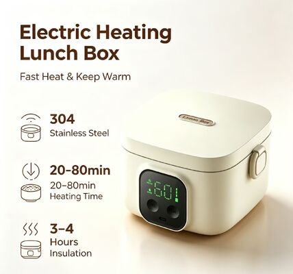 USB Elektrische Verwarmingslunchbox, 304 Roestvrij Staal Draagbare Voedselwarmer, 500ml Verstelbare Temperatuur Voedselverwarmingscontainer, 3-4H Isolatie voor Picknick Kamperen Roadtrips