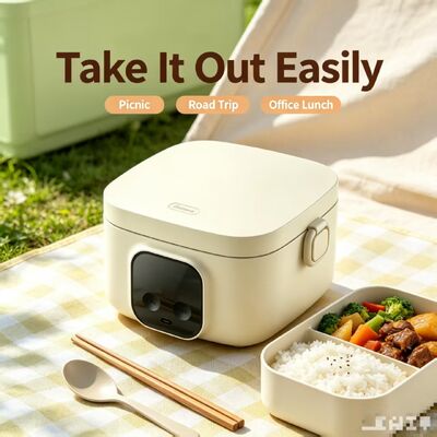 USB Elektrische Verwarmingslunchbox, 304 Roestvrij Staal Draagbare Voedselwarmer, 500ml Verstelbare Temperatuur Voedselverwarmingscontainer, 3-4H Isolatie voor Picknick Kamperen Roadtrips