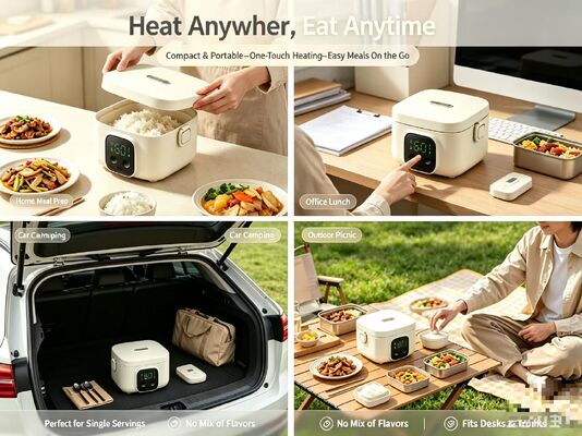 500ml USB Electric Heating Lunch Box 304 Stainless Steel Adjustable Temp Portable Food Warmer for Camping Picnic Road Trip