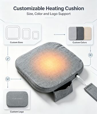 OEM ODM Graphene USB Verwarmd Stoelkussen, Custom Logo Custom Size Custom Color, Linnen Katoen Verwarming Stoelmat met Power Bank Pocket, 3-Speed Temperatuurregeling voor Auto Kantoor Huis