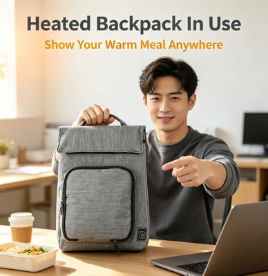 USB-verwarmingslunchsaag van polyestervezel, waterdichte lekkagebestendige voedselverwarmer, verwijderbare wasbare verwarmingseenheid,50-59°C,temperatuurregeling van 3 niveaus voor het verwarmen van maaltijden onderweg