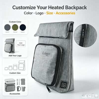 OEM ODM Custom Logo USB Verwarmde Voedselwarmer Pouch, Waterdichte Lekvrije Wasbare Afneembare Oplaadbare Verwarmingszak voor Reis Picknick School