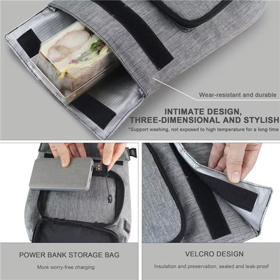 On-The-Go-Voedselverwarmingsoplossing voor USB-waterdichte verwarmde lunchverwarmer, verwijderbaar voor opladen en volledig wasbaar, lekkagebestendige 3-niveau 50-59°C-warmte voor reizen, school en picknick