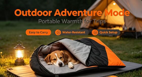 Compact gemakkelijk op te slaan verwarmd honden slaapzakje, lichtgewicht 0,93 kg vouwbaar huisdier slaapzakje voor kleine tot middelgrote verschillende hondenrassen, perfect voor thuis en koud weer buiten activiteiten