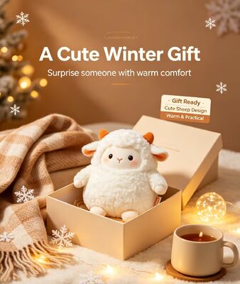 Warm Sheep oplaadbare handwarmer, 3-Niveau 40-50-60°C instelbare temperatuur, 6-8H Langdurige draagbare zakverwarmer,Polyestervezel winterverwarming