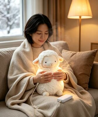 Warm Sheep oplaadbare handwarmer, 3-Niveau 40-50-60°C instelbare temperatuur, 6-8H Langdurige draagbare zakverwarmer,Polyestervezel winterverwarming