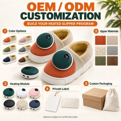Afneembare Magnetische Verwarmde Pantoffels, Grafeen Verwarmingsmodule met Digitale Weergave, Aangepast Kleur Materiaal Label en Verpakking