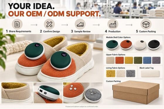 Afneembare Magnetische Verwarmde Pantoffels, Grafeen Verwarmingsmodule met Digitale Weergave, Aangepast Kleur Materiaal Label en Verpakking