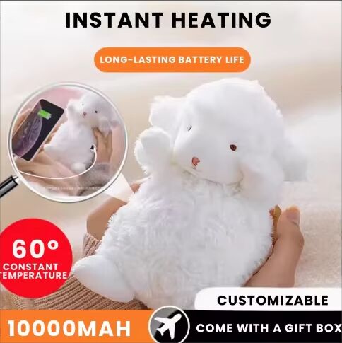 Portable Plush Cute Electric Hand Warmer with Adjustable Thermostat Rechargeable USB Power Bank for Outdoor & RV Use