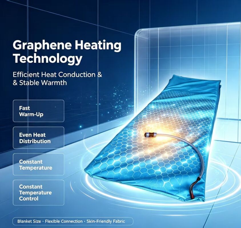 Elektrisch verwarmd pad met grafeen verwarmingselement dat zorgt voor een snelle en gelijkmatige verdeling van warmte over het hele pad voor thermisch comfort