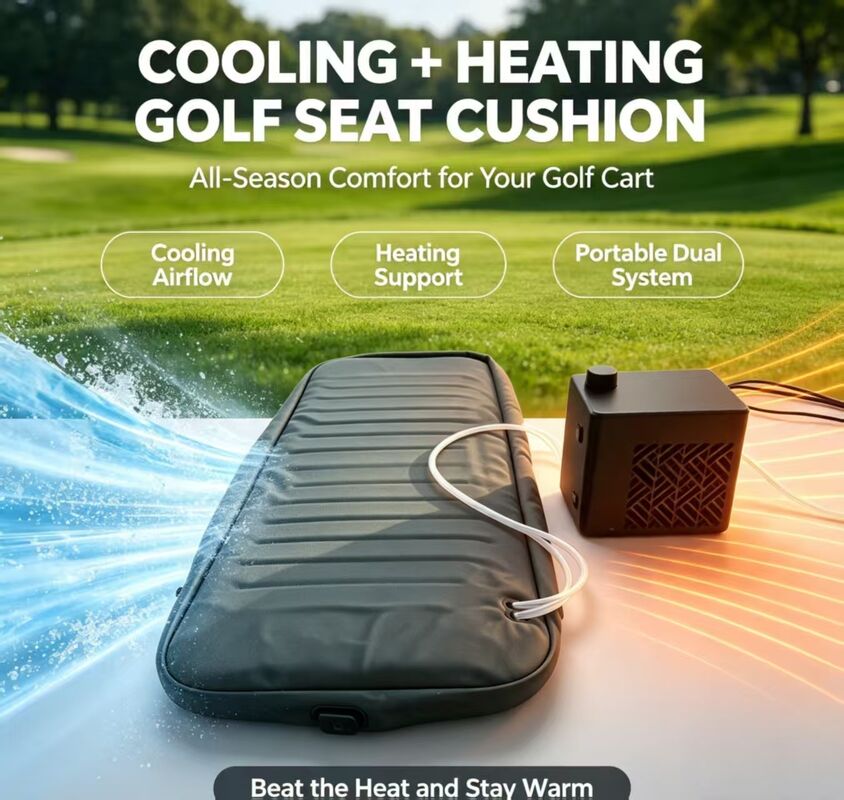 Water resistant golf heating pad with built in PTC ceramics for safe and comfortable heating and cooling on golf carts