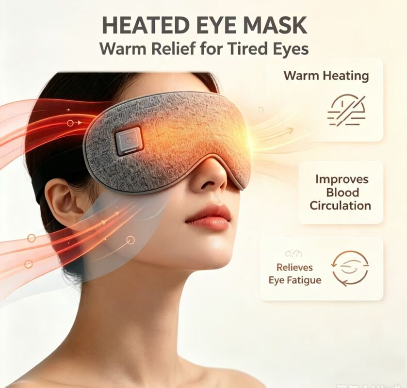 Elektrisch Verwarmd Oogmasker Ingebouwde Koolstofvezel Verwarmingsplaat, Zachte Binnenvoering Isolatie Katoen Warm Oogmasker, 1000mAh Draagbaar Verstelbare Temp Verwarmend Oogmasker om Vermoeide Ogen te Verzachten