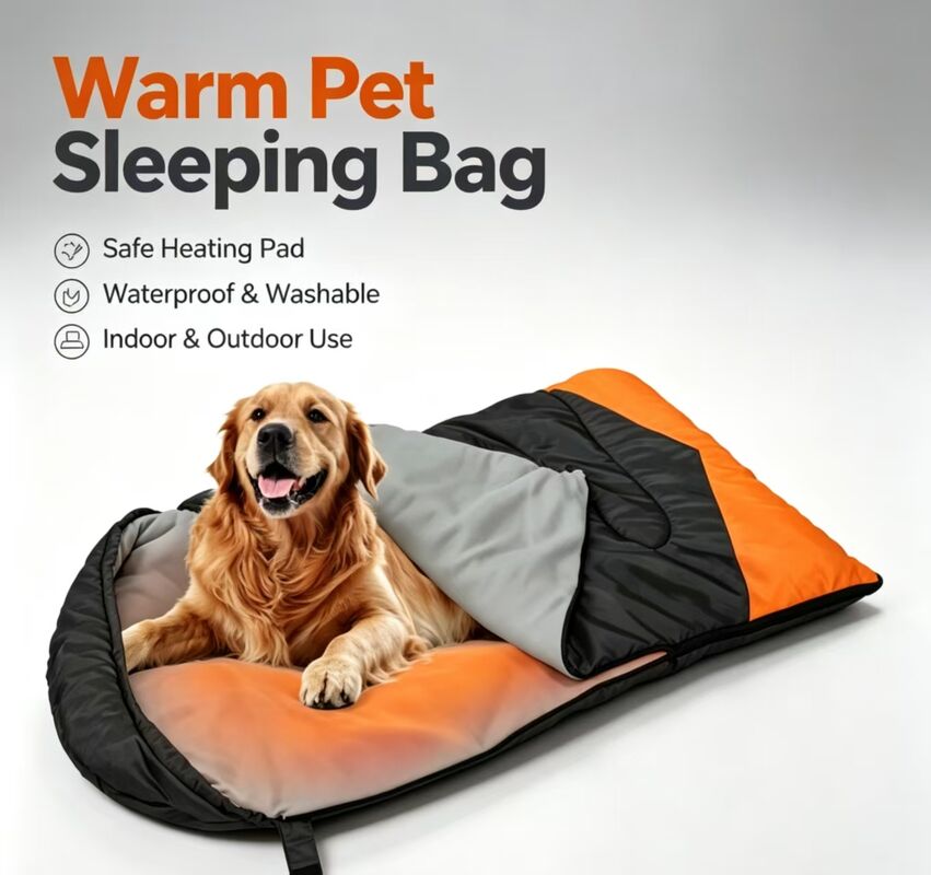 Verwarmbare Hondenslaapzak 3-Niveaus Instelbare Temperatuur, Zachte Holle Katoen Polyester Draagbare Warme Huisdier Slaapzak voor Winter Sneeuw Wind, Camping Reizen Huis Buiten Gebruik