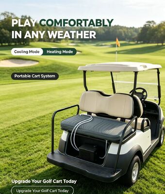 Zacht gestructureerd golfverwarmingskussen dat compatibel is met golfkarstoelen en temperatuuraanpassing biedt voor meer spelerscomfort