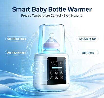 200W Elektrische Babyfleswarmer 30-65℃ Temperatuurregeling Droogbrandbeveiliging Automatische Uitschakeling Melkwarmers voor Borstvoedingszakjes Glazen PP Siliconen Babyflessen