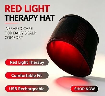 660nm rood licht therapie cap met grafeen ver-infrarood verwarming, 3 therapie modi & 1H automatisch uitschakelen, draagbare infrarood licht cap voor de behandeling van de hoofdhuid