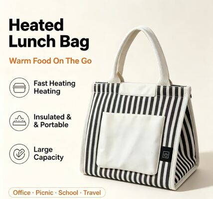 Draagbare Verwarmde Lunchtas USB-Powered, Snelle Verwarmende Elektrische Voedselwarmer met 3 Temperatuurmodi, Lichtgewicht 0.295KG Thermische Tote voor Kantoor, School & Buiten