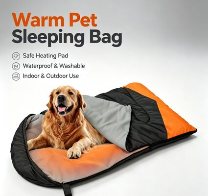Verwarmbare Hondenslaapzak 3-Niveaus Instelbare Temperatuur, Zachte Holle Katoen Polyester Draagbare Warme Huisdier Slaapzak voor Winter Sneeuw Wind, Camping Reizen Huis Buiten Gebruik