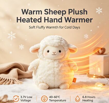 Warm Sheep oplaadbare handwarmer, 3-Niveau 40-50-60°C instelbare temperatuur, 6-8H Langdurige draagbare zakverwarmer,Polyestervezel winterverwarming