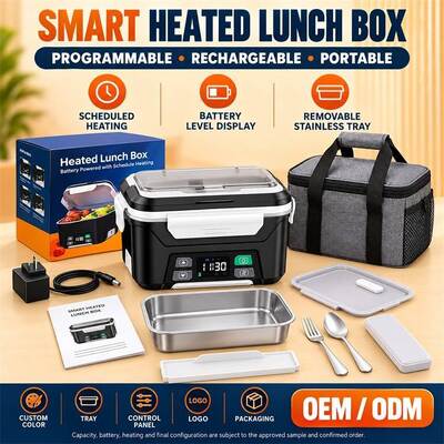 Slimme Verwarmde Lunchbox, Graphene Brede Verwarming met Geplande en Onmiddellijke Verwarming, Oplaadbaar Snoerloos Ontwerp met Verwijderbaar Roestvrijstalen Bakje, Aangepast Kleurlogo en Verpakking
