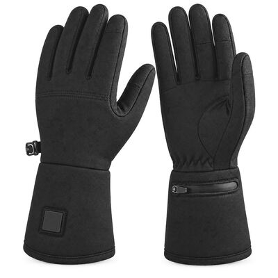 Grafeen verwarmde handschoenen, zwarte winterhandschoenen met manchetbeheerspatch en ritsbatterijzak, lange manchet, maatkleur privélabel en verpakking voor OEM ODM-projecten