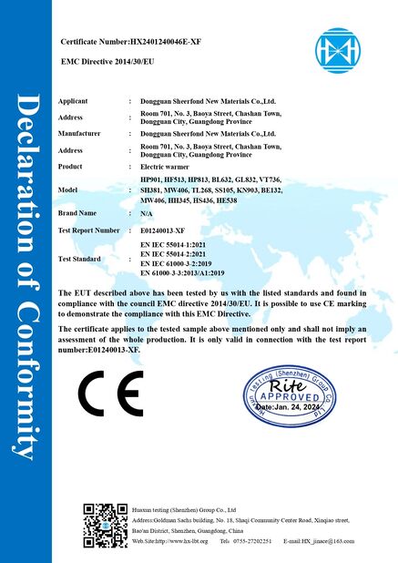 China Dongguan Sheerfond New Materials Co., Ltd. certificaten