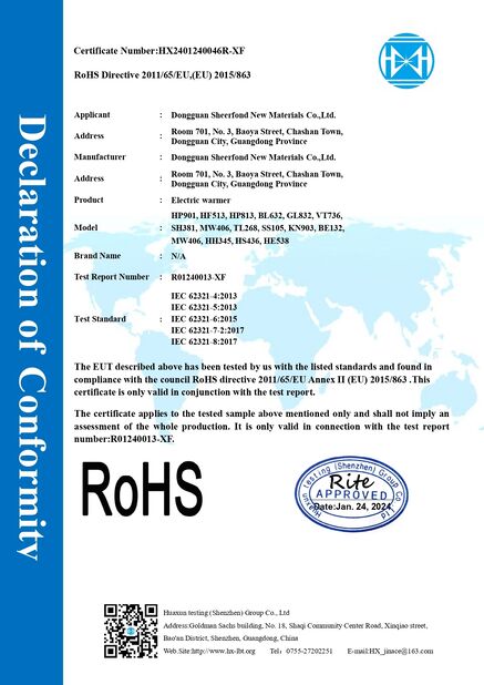 China Dongguan Sheerfond New Materials Co., Ltd. certificaten